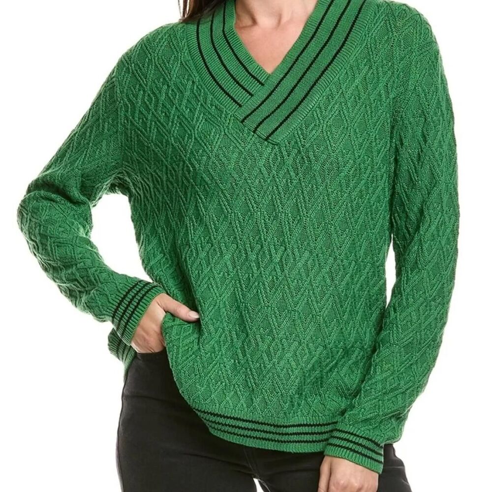 Cabi Green Lucky Day Pullover V Neck Sweater Size Small